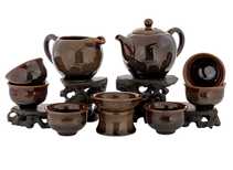 Набор посуды для чайной церемонии из 9 предметов # 42041 фарфор: чайник 225 мл гундаобэй 210 мл сито 6 пиал по 60 мл